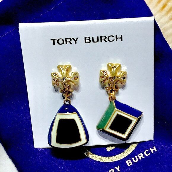 TORY BURCH KIRA MISMATCHED ENAMEL AND 18K GOLD PLATED - Picture 2 of 3